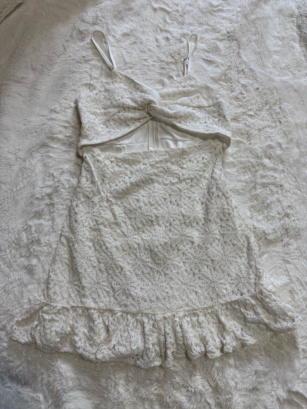 White Lace Cut-Out Mini Dress- Size Small